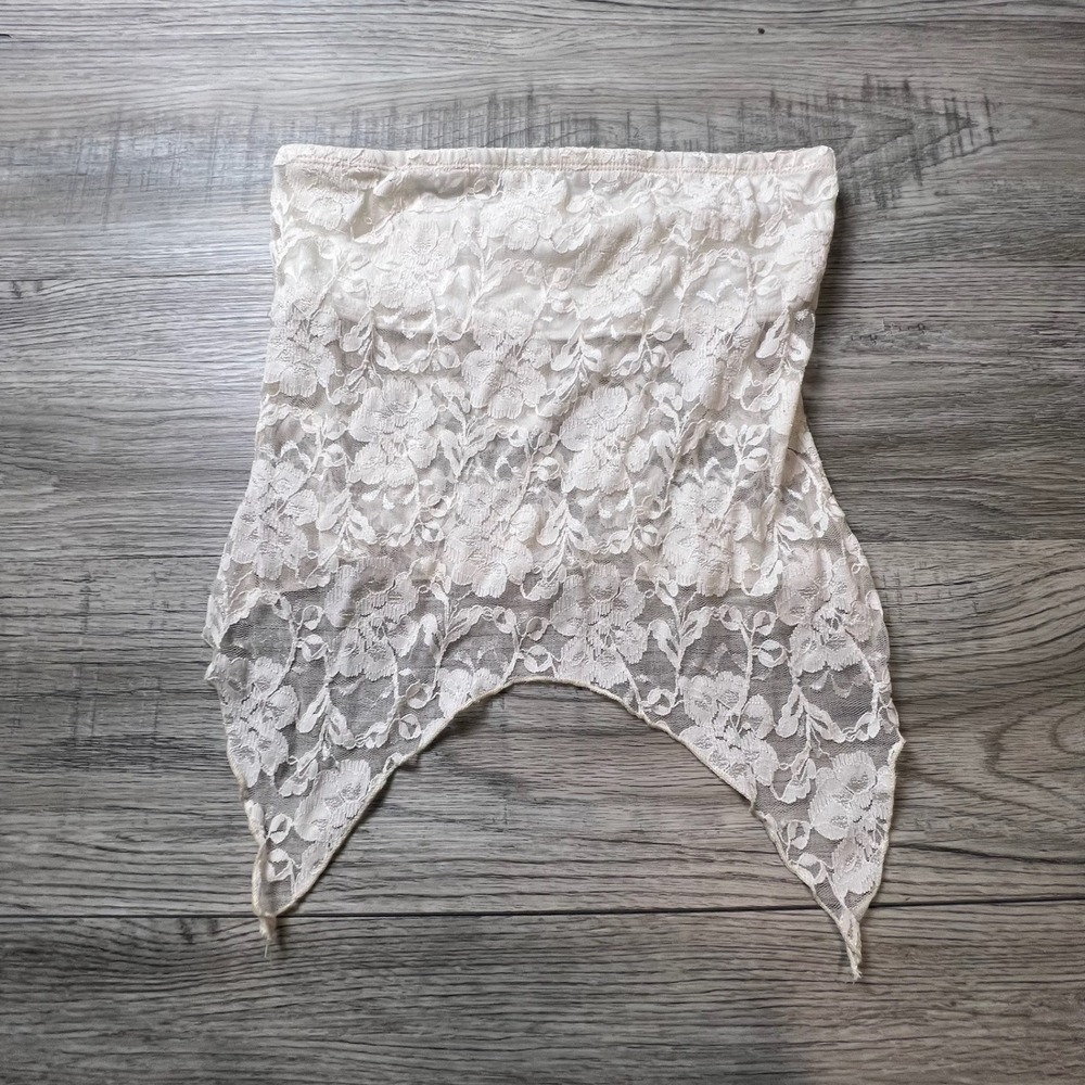 Urban Renewal Tube Top Women Medium Ivory Lace Hanky Hem Strapless Boho Y2K AC32